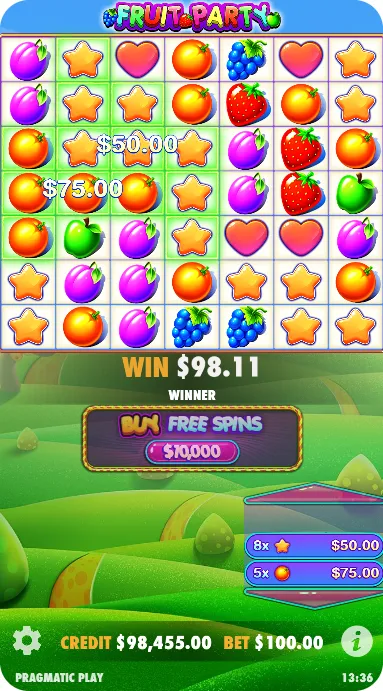 Big win in Fruit Party slot