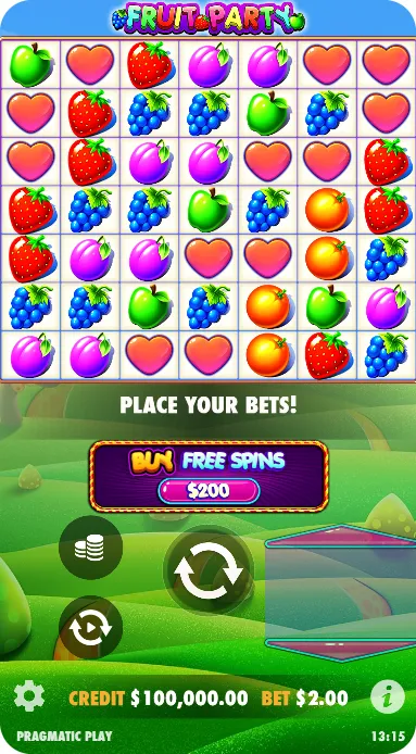 Tumble feature in Fruit Party slot