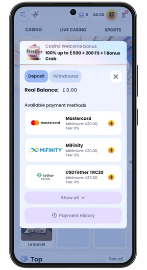 Make a deposit & claim a bonus