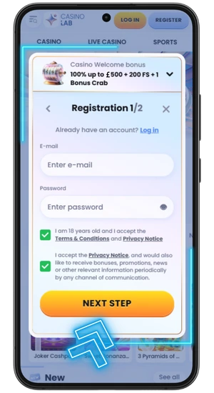 Sign up in the Casino lab